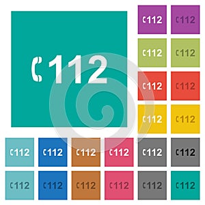 Emergency call 112 square flat multi colored icons