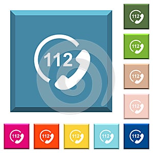 Emergency call 112 white icons on edged square buttons
