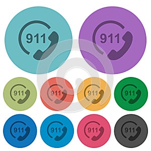Emergency call 911 color darker flat icons