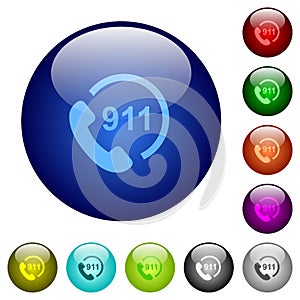 Emergency call 911 color glass buttons
