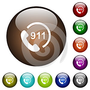 Emergency call 911 color glass buttons