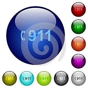 Emergency call 911 color glass buttons