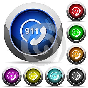 Emergency call 911 round glossy buttons