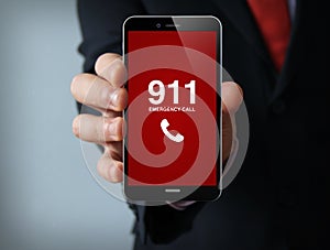 Emergency call businessman smartphone