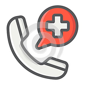 Emergency call filled outline icon, medicine