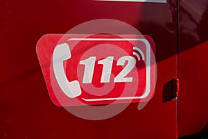 Emergency call of firefighters : 112