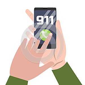 Emergency call on the mobile phone illustration