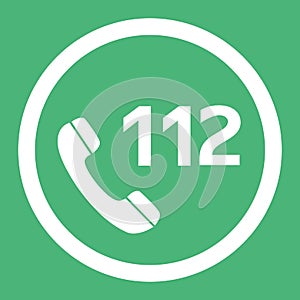 Emergency call number 112 flat design vector icon. Web button in eps10.