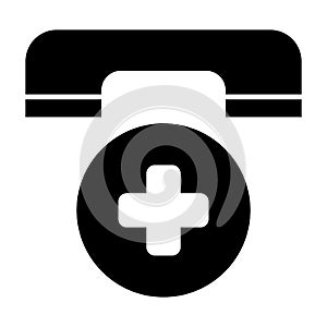 Emergency call solid icon. Ambulance phone symbol vector illustration isolated on white. Telephone and cross glyph style