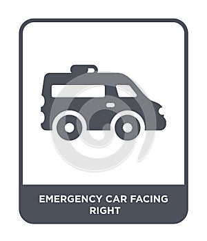 emergency car facing right icon in trendy design style. emergency car facing right icon isolated on white background. emergency