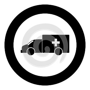 Emergency car icon black color in circle