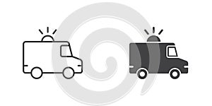 Emergency car icon in flat style. Ambulance vector illustration on isolated background. Transport sign business concept