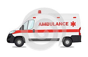 Emergency car isolated on the white background, Vector illustration