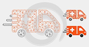 Emergency Car Vector Mesh 2D Model and Triangle Mosaic Icon