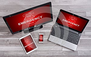 Emergency concept on different devices
