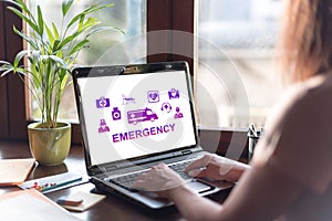 Emergency concept on a laptop screen