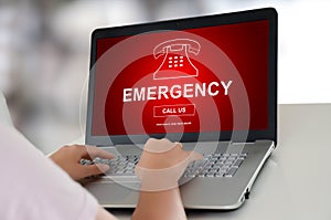 Emergency concept on a laptop