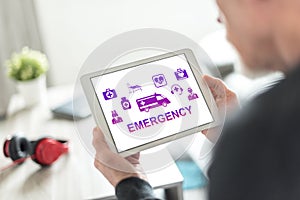 Emergency concept on a tablet