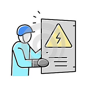 emergency electricians color icon vector illustration