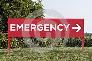 Emergency Entrance Sign for a Local Hospital in alert red