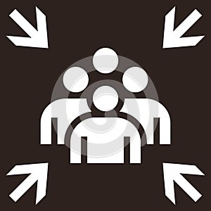 Emergency evacuation assembly point sign. Assembly point icon. Evacuation plan