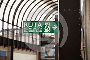 Emergency exit evacuation route sign photo