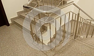 Emergency exit fire staircase side isometric view covering tread riser and landing