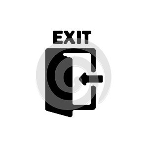 Emergency exit icon in black. Evacuation. Vector on isolated white background. EPS 10