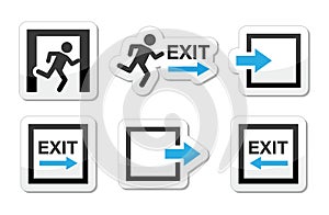 Emergency exit icons set