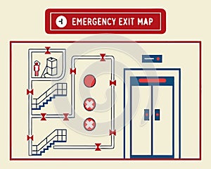 Emergency Exit Map Design vector illustration