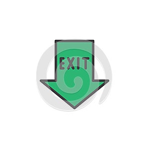 Emergency exit pointer filled outline icon