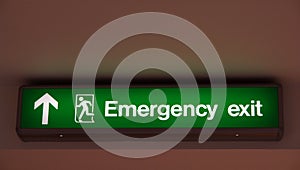 Emergency exit sign.