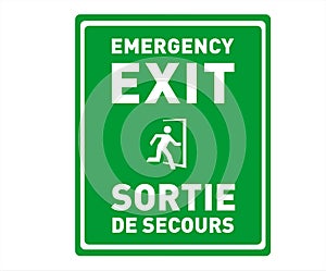 Emergency Exit Sign in English and French - Sortie de Secours - Printable Bilingual Safety Sign