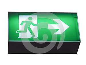 Emergency exit sign isolated over white