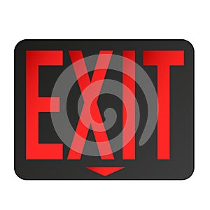 Emergency exit sign lighted red white background