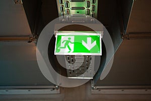 Emergency exit sign over doors.