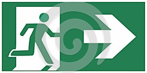 Emergency exit sign right - emergeny exit vector illustration