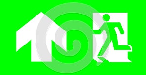 Emergency/exit sign without text on green background for standard emergency escape lighting