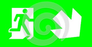 emergency/exit sign without text on green background for standard emergency escape lighting (downward)/ Thai standard sign