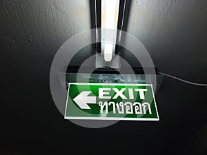 Emergency exit signsà¸¡Emergency exit signs inside the building.