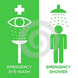 Emergency eye wash and emergency shower pictogram icon