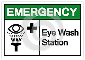 Emergency Eye Wash Station Symbol Sign, Vector Illustration, Isolate On White Background Label. EPS10