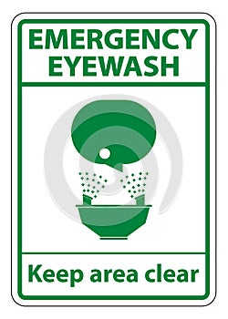 Emergency Eyewash Keep Area Clear Symbol Sign Isolate On White Background,Vector Illustration EPS.10