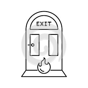 Emergency fire exit door icon vector