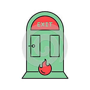 Emergency fire exit door icon vector