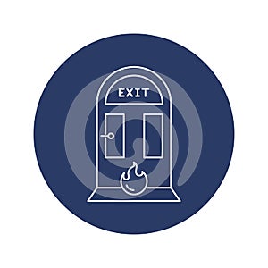 Emergency fire exit door icon vector