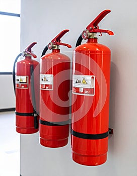 Emergency Fire Extinguishers Mounted on a Wall