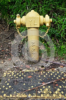 Emergency fire hydrant water station or firecock firewater system for firefighter use on street road at Kota Kinabalu Jesselton