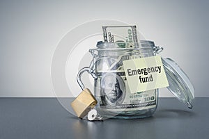 Emergency fund in the glass jar