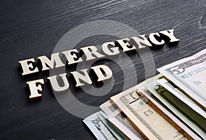 Emergency fund from wooden letters.